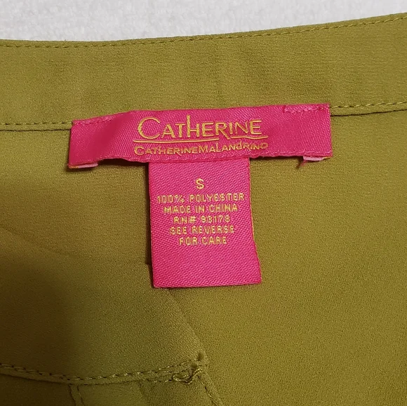 Catherine Malandrino Green Blouse       3/4 Sleeve Size S - Picture 7 of 11